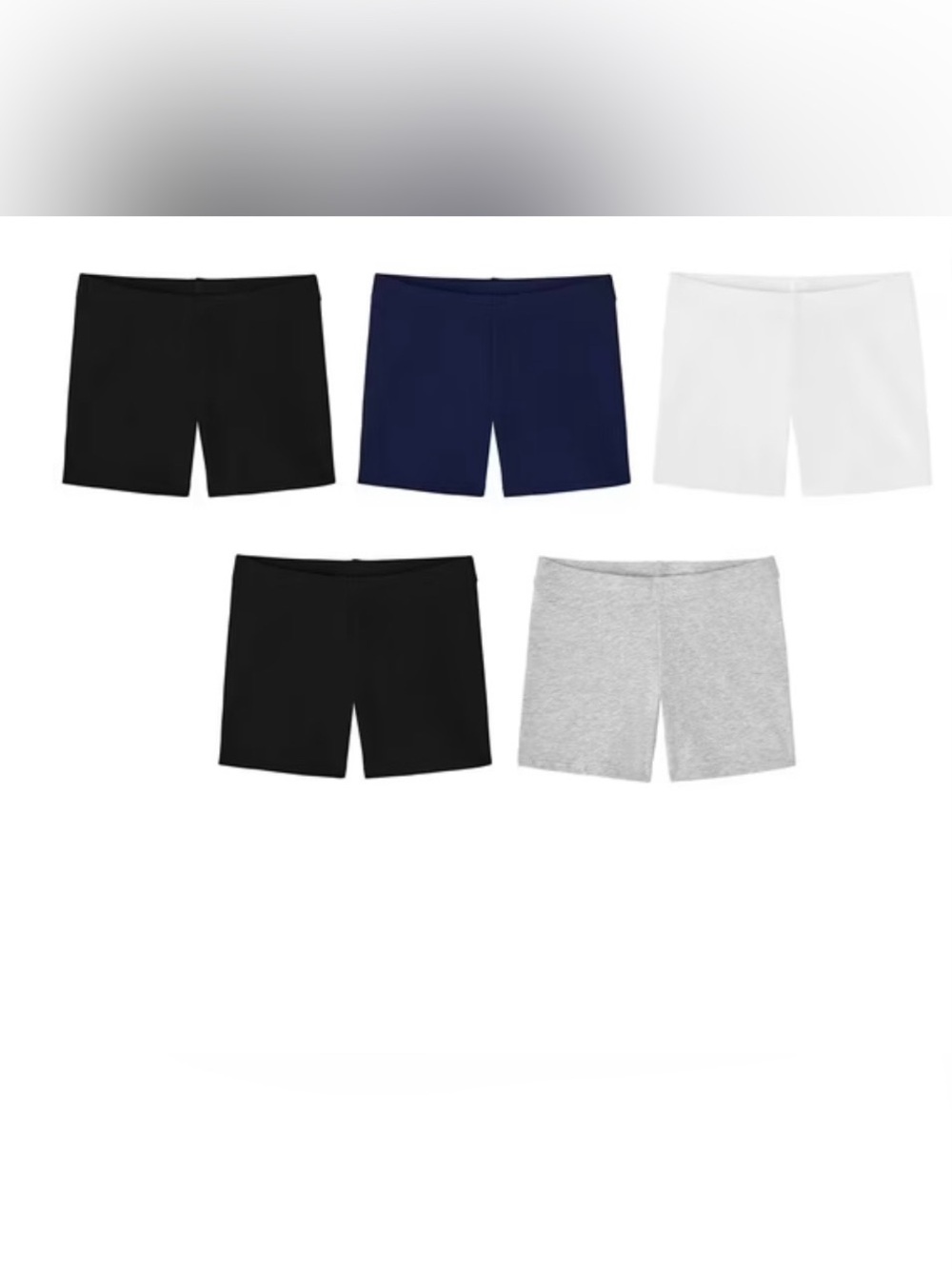 5 Pack Girls Cartwheel Bike Shorts (Black, Navy, Gray, White)